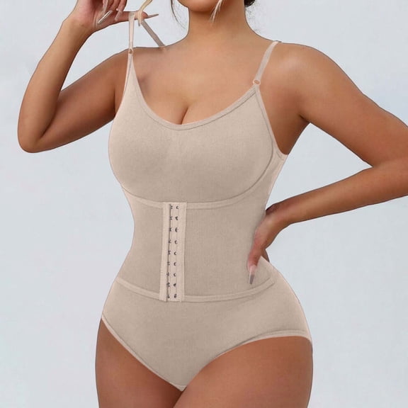 Tqcoqu Women’s Shapewear Bodysuit, Adjustable Strap & Hook-and-Eye Waist Cincher for Daily Wear, Sport Occasions,Khaki,Women's M-XXXL