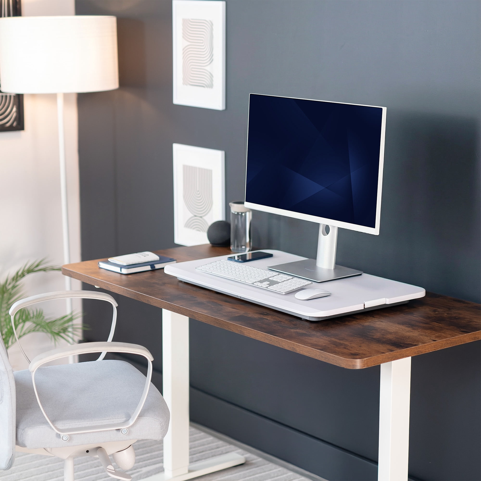 VIVO White Economy Height Adjustable 29" Standing Desk Desktop Monitor Riser