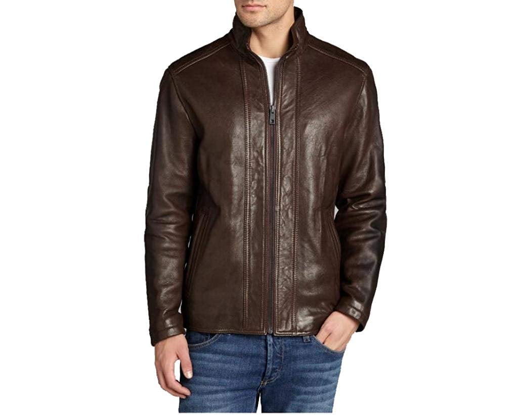 Andrew Marc Men's Rock Zip Front Leather Jacket - Walmart.com