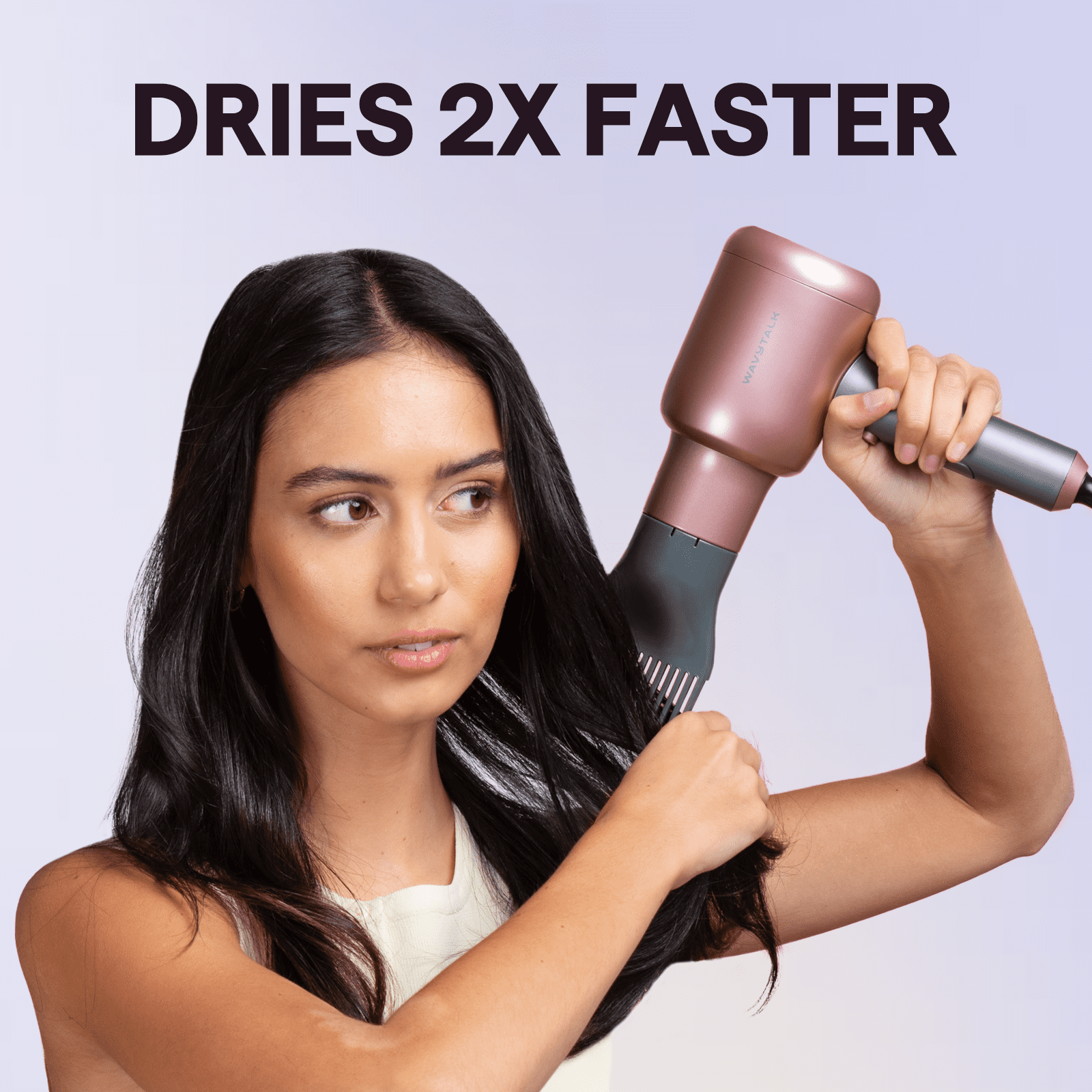Wavytalk 1875W Hair Dryer with Diffuser, Ionic Blow Dryer for Curly Hair with Comb, 3 Attachments for All Hair Types, Light and Quiet, Pink