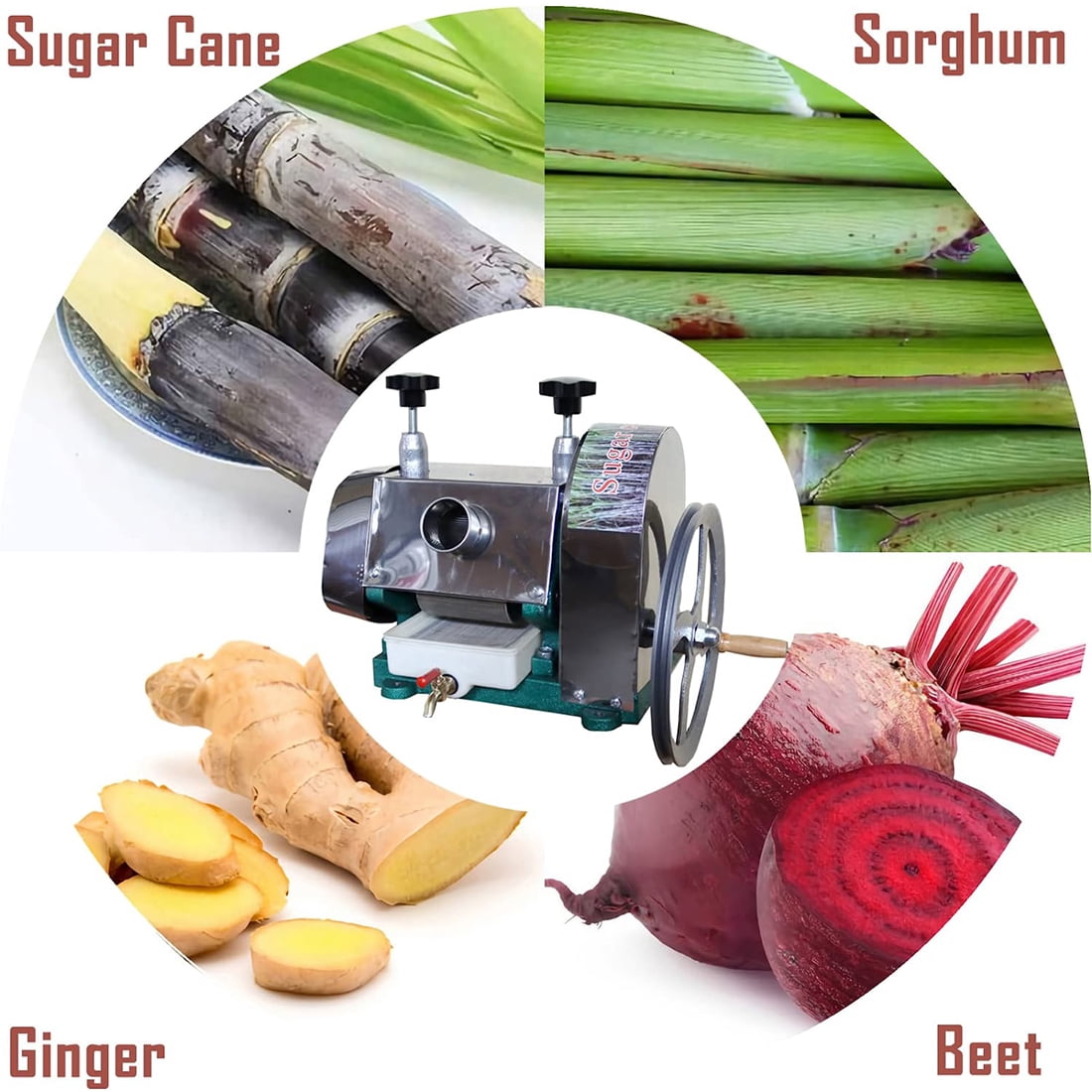 INTBUYING Manual Sugarcane Juice Extractor Sugar Cane Ginger Juicer with 2 Knives Output 110-330LB/H