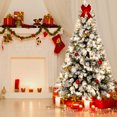 thumbnail image 4 of 6ft Pre-Lit Flocked Artificial Christmas Tree, 250 Clear Lights, Easy Assembly with 928 Branches, for Christmas Party Decoration, 4 of 9