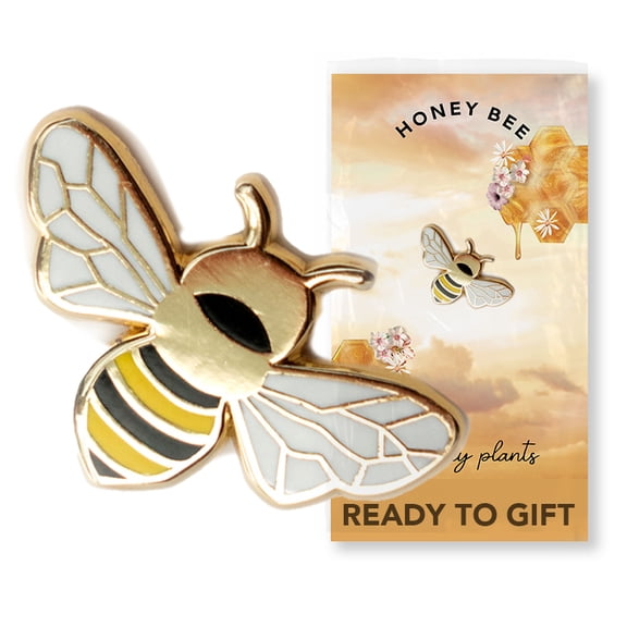 HAPPILY PLANTS Queen Honey Bee Pin, Mother's Day Gifts, Spring Gifts, Nurse Gifts