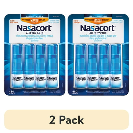 (2 pack) Nasacort Allergy 24-Hour Non-Drip Nasal Spray (120 sprays, 4 Pk)