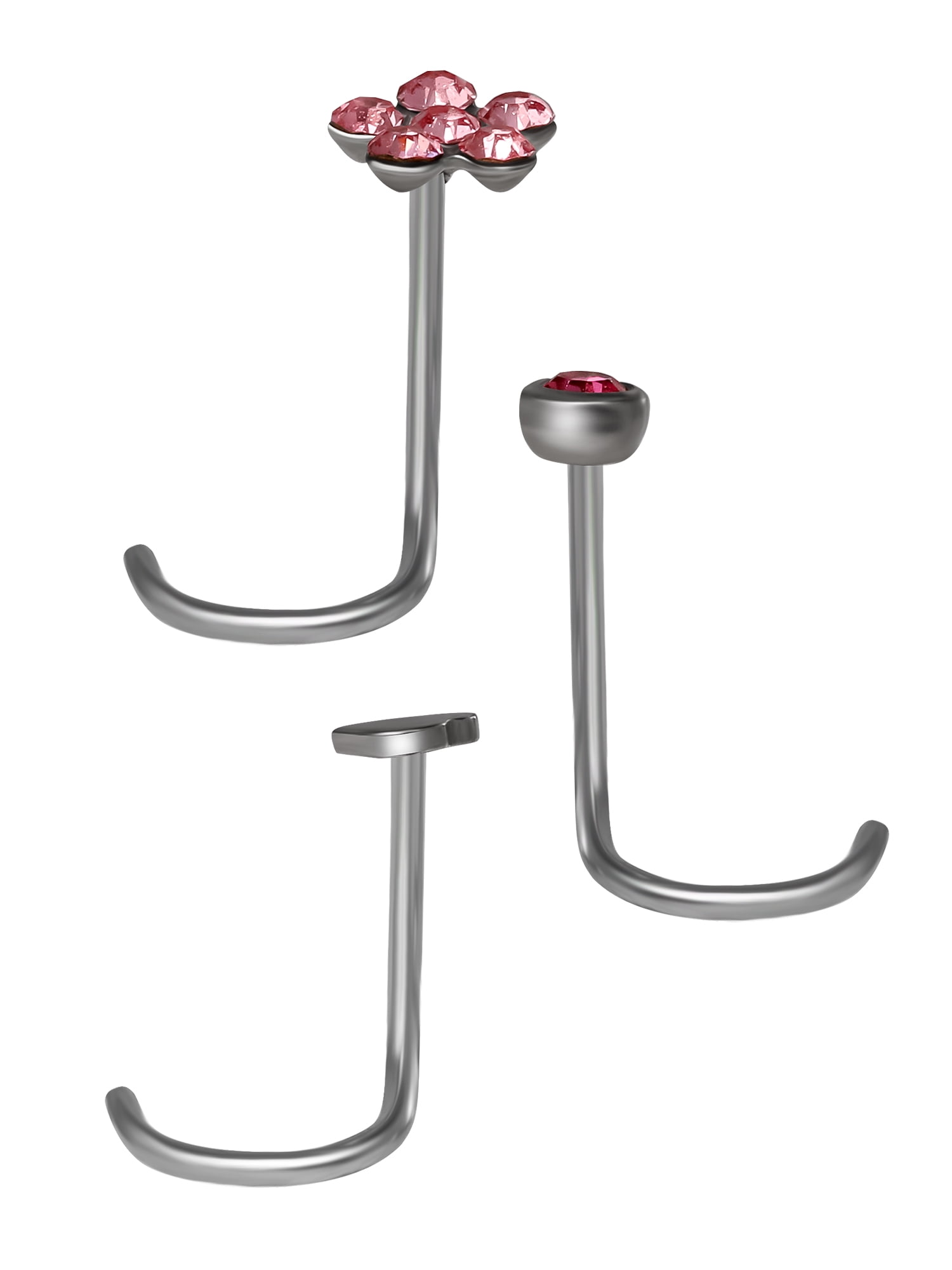 Hot Silver Multicolor Star Bead Tongue Bar Set, Surgical Steel