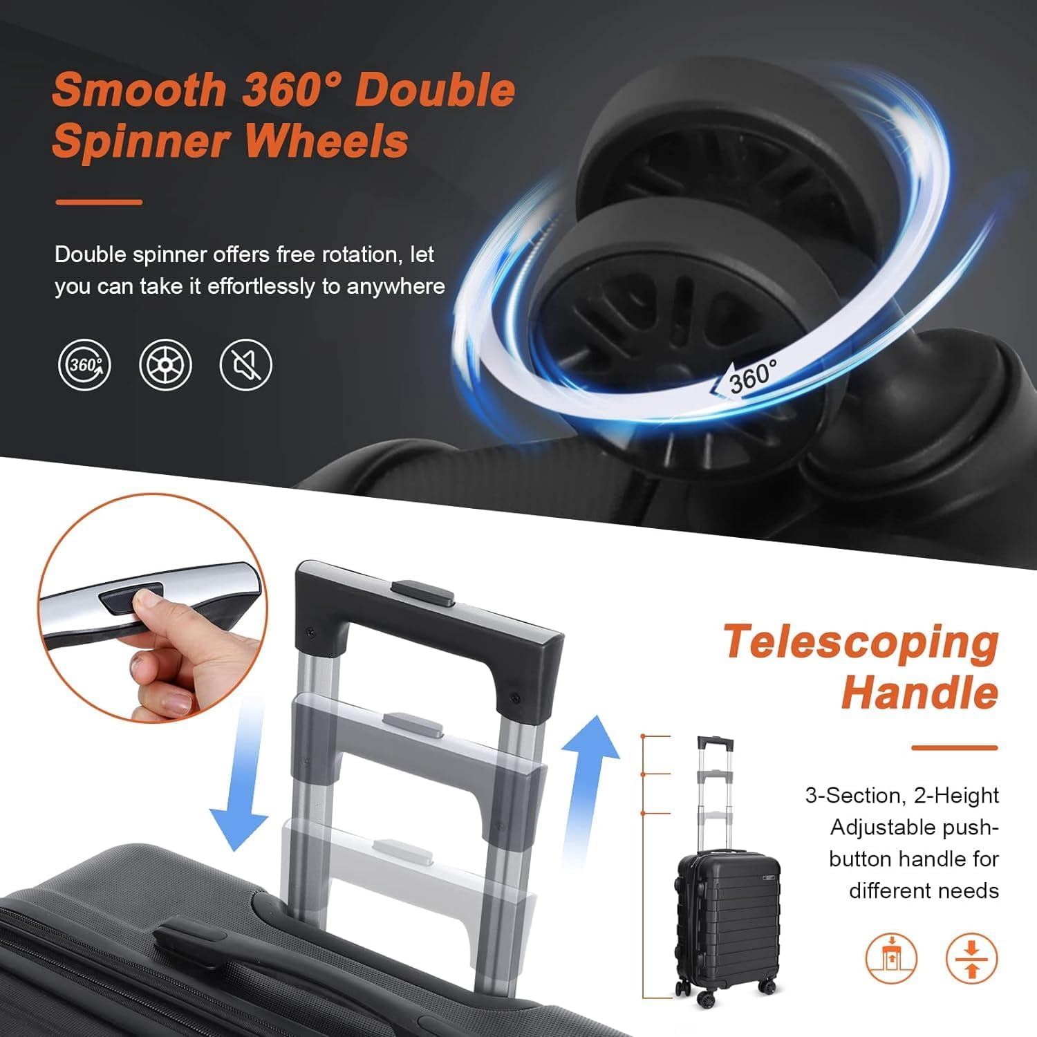 Simpli Magic Hardshell Suitcase Set Lightweight Hardshell Luggage Set with Spinner Wheels, 3 Pc Set
