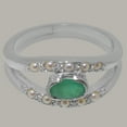 thumbnail image 4 of LBG British Made 9k White Gold Real Genuine Emerald & Cultured Pearl Womens Band Ring - 33 size options - Size 5.75, 4 of 7