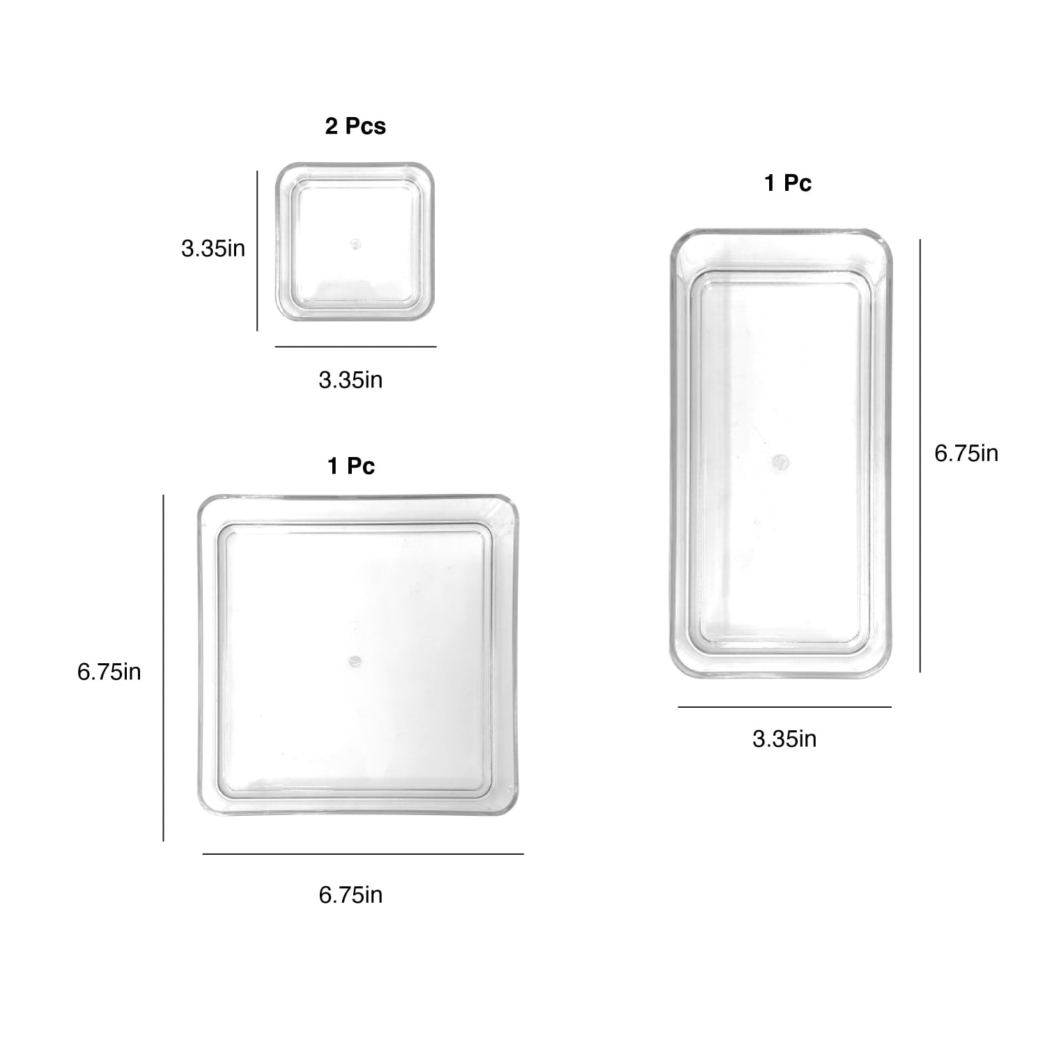 Isaac Jacobs Clear Stackable Drawer Organizer Set, 4-Piece – Multi-Size Plastic Storage Bins for Kitchen, Bathroom, Vanity, Office, and Home Organization
