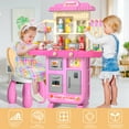 thumbnail image 4 of Lucky Doug Toddler Play Kitchen Toys for Girl Age 3-6, Girls Pretend Play Toy Kicthen with Chair, Light Sound, Spray, Gifts for 3 4 5 6 Years Old Girls, 4 of 11