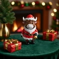 thumbnail image 4 of 1PC Highland Cow Figurines Christmas Santa Candy Cane Highland Cow Gnomes Scottish Resin Statue Calf Lovers Gifts for Xmas Home Garden Kitchen Office Tiered Tray Table Decor, 4 of 7