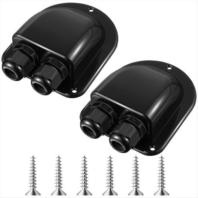 Paquete de 2 Prensaestopas Solares, Doble Carcasa para Tipo de Cables (3 mm² A 10 mm²), Color Negro.