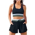 thumbnail image 2 of Fwqbns Women's High Waisted Two Piece Sets Color Block Sporty Athletic Bathing Suits for Beach Vacation Swimming, 2 of 9