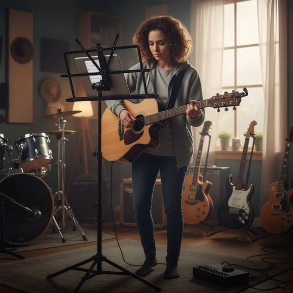 Black Portable Music Stand, Adjustable and Foldable Desktop Bookshelf, Sturdy and Stable, with Anti-slip Pads, Equipped with Storage Bag, Suitable for Schools and Choirs.