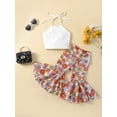 thumbnail image 2 of Toddler Baby Girl Summer Clothes Floral Boho Baby Girl Outfits Strap Tops Bell Bottom Flare Pants 2Pcs Set, 2 of 7