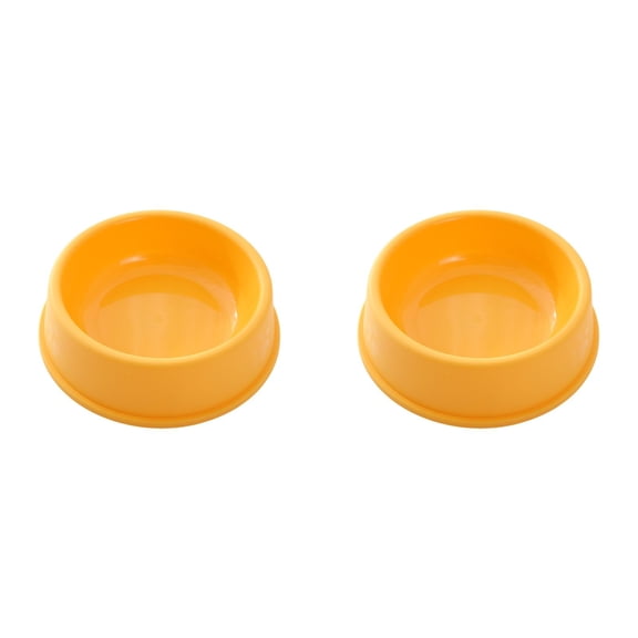Yellow Plastic Cat Bowl Large, Round Pet Food Dish for Dogs 2 Pieces, Durable Candy Color Feeding Bowl, Easy Clean Water Container 7.1 Inch