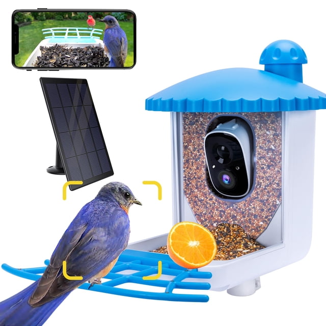 Cámara alimentadora de pájaros Twesync 2K HD con panel solar y AI ID