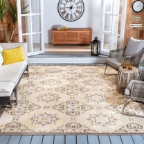 Safavieh Courtyard Louis Geometric Indoor/Outdoor Area Rug, Anthracite/Light Gray, 8' x 11'