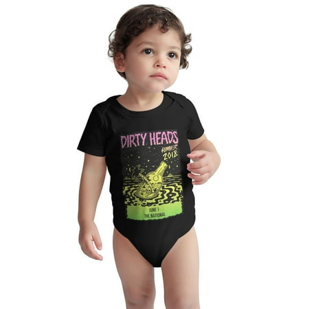 

Dirty-Heads s Toddler Baby Boys Girls Short-Sleeve Bodysuits Cotton Romper Black 6 Months