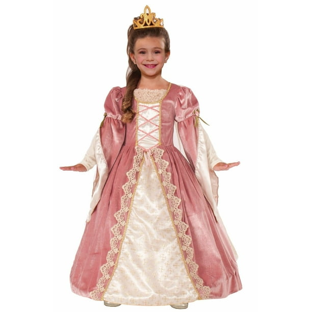 Victorian Rose Fille Costume Fantaisie Dess Robe Cerceau Or Dentelle Petit 4-6