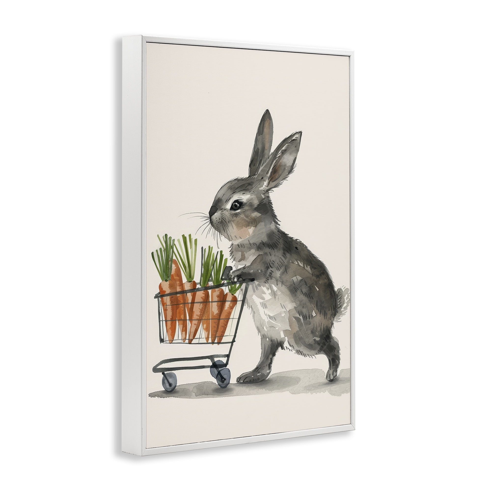 Bunny with Carrots White Framed Giclee Art, 16 x 24