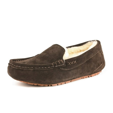 

Dream Pairs Womens Moccasin Faux Fur Suede Slippers Moccasins Indoor/Outdoor Comfort Slippers Auzy-01 Brown Size 5