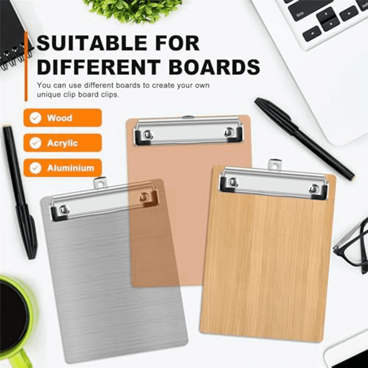 Pack of 40 Clipboard Clips 12cm Fittable Metal Cardboard Clip Hooks for Office, Craft Project Use