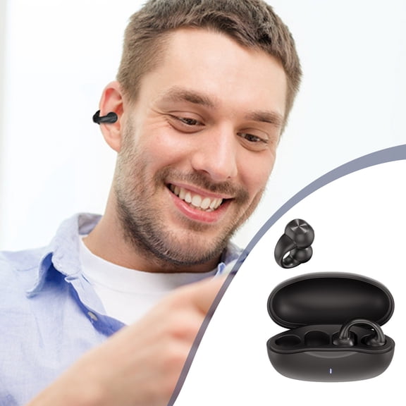 Ear Buds Hwkond Earring Wireless Earbuds Bluetooth 5.3 Long Duration Playback Open Ear Headphones For Men,Women,and Kids-Black on Clearance