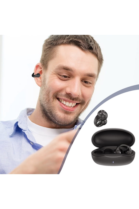 Bluetooth 5.3 Earring Wireless Headphones Open Ear Earbuds,Fashion Ear Clip Design Bluetooth Headset,Long Battery Life,Low Latency Sound,Comfortable Wear for Men Women Kids Daily Sports Travel