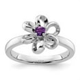 thumbnail image 3 of Auriga 925 Sterling Silver Polished Amethyst Flower Ring for Women Size- 7, 3 of 6