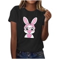 thumbnail image 2 of Mifsaly Easter tops for Women Short Sleeve Crewneck Cotton T-Shirts Bunny with Pink Heart Glasses and Bow Graphic Lightweight Breathable Versatile Summer Tees S, 2 of 6