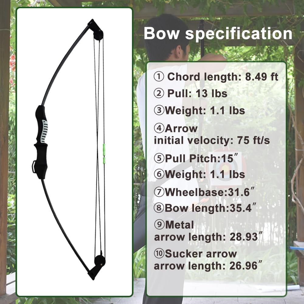 Piaoyu Kids Archery Set with Fiberglass Quiver, Compound Bow for Youth Shooting Practice and Outdoor Training