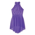thumbnail image 5 of Kaerm Kids Girls Lace Lyrical Ballet Dance Dress Sleeveless Skirt Leotard Latin Jazz Contemporary Purple 14, 5 of 7
