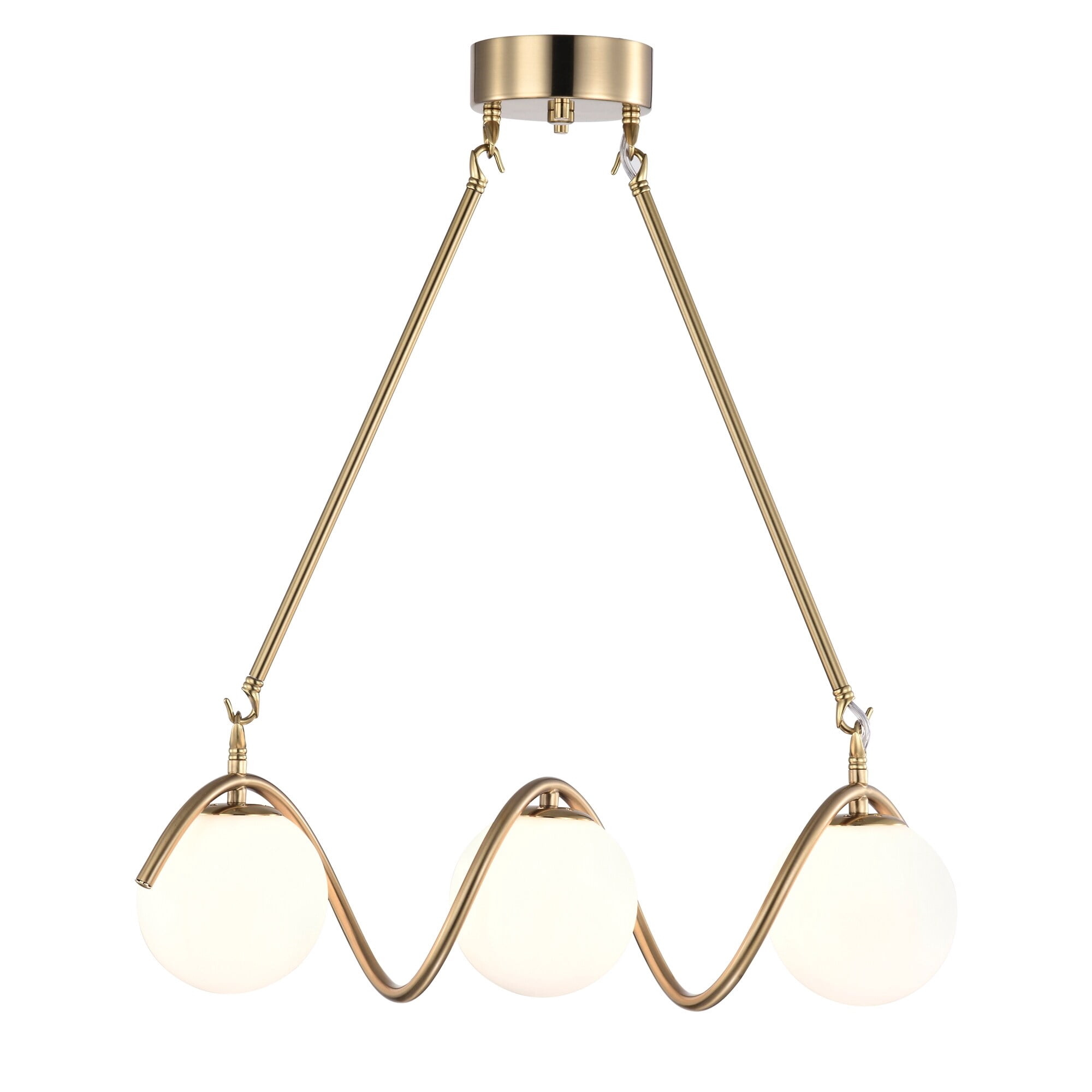 Willow 20 in. 3-Light Indoor Brass Finish Chandelier with Light Kit