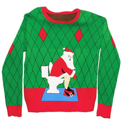 Toilet Santa Ugly Christmas Sweater-FunQi Green