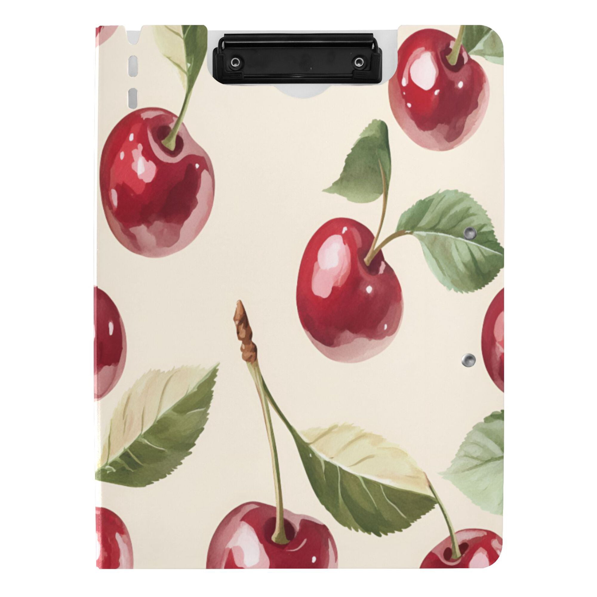 FORMRS A4 Clipboard Folder with Pen Holder Horizontal Foldable School Office Binder, Cute Cherry