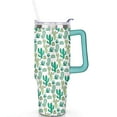 thumbnail image 2 of 40oz Desert Green Cactus Flower Stainless Steel Flip Straw Tumbler Spill Proof Travel Cup Double Wall Vacuum Insulated Coffee Mug with Top Handle, 2 of 6