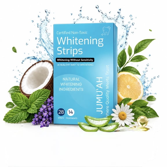 Jumu’ah Teeth Whitening Strips - 14 Treatments - 28 Strips - Enamel Safe - Certified Non-Toxic Teeth Whitening | Whitens Without Sensitivity