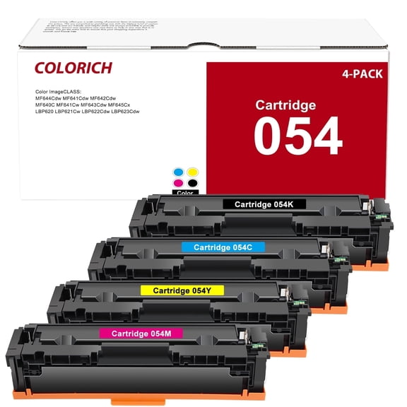 Colorich Compatible for Canon 054 054H Toner Cartridge Set CRG-054 Color ImageClass MF642Cdw MF644Cdw MF641Cw LBP622CDW Printer Ink (Black Cyan Yellow Magenta, 4-Pack)