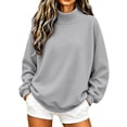thumbnail image 5 of VJGBEGW Womens Mock Neck Sweatshirt Oversized Pullover Fall Fashion Long Sleeve Tops Light Ashy M, 5 of 9