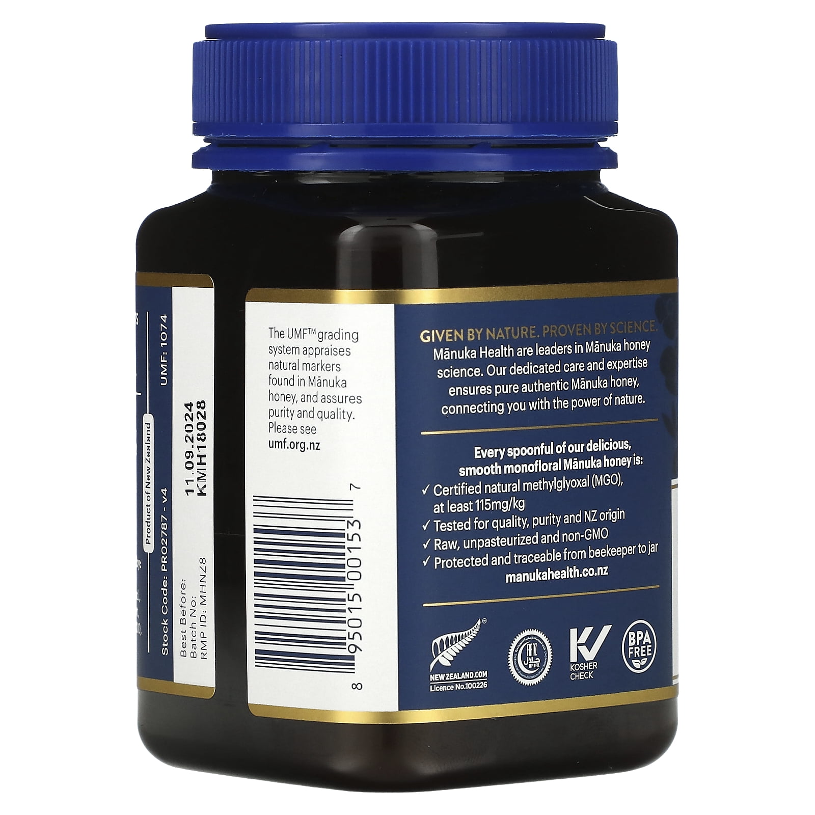 Manuka Health UMF  6+/MGO115+ Manuka Honey Natural Supplement 17.6oz, Allergens Not Contained