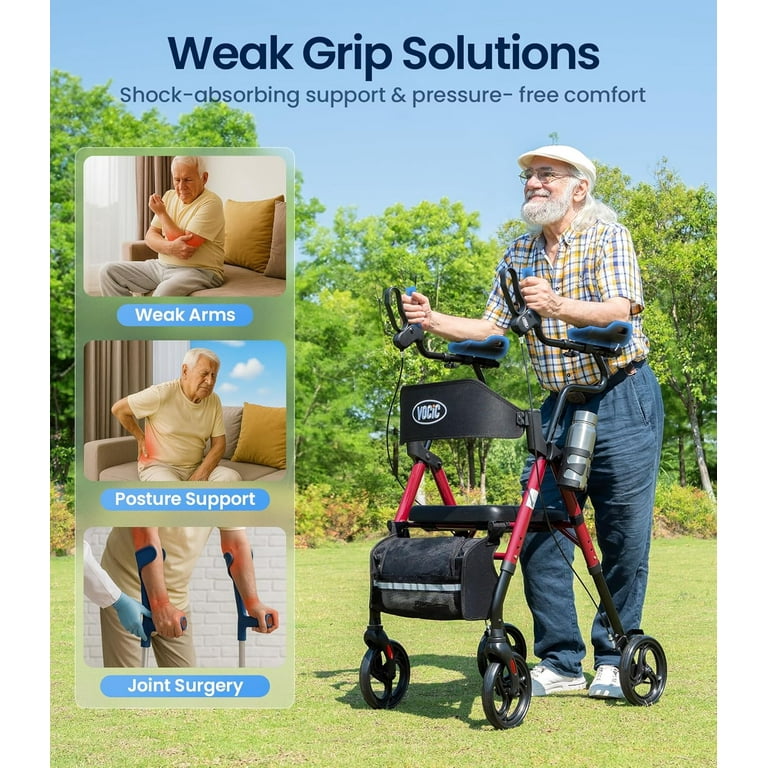 VOCIC Z22 Upright Rollator Walker with Adjustable Armrests