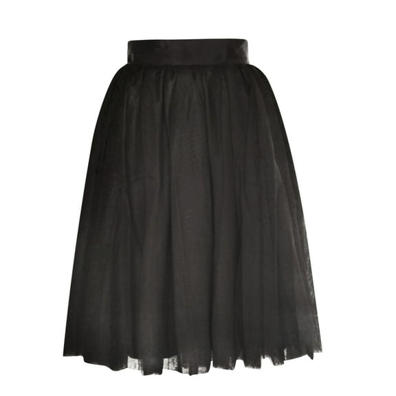 IROINNID Mid Elastic Waist Skirt For Women Pleated Adult Dancing Skirt Solid Color Skirt