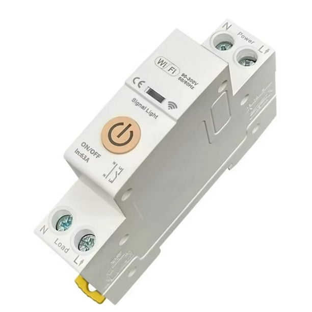 Interruptor Automático Tuya Smart Life WiFi de 2,4 GHz, 63 A, 1P+N, con Temporizador y Control Remoto Mediante Aplicación.