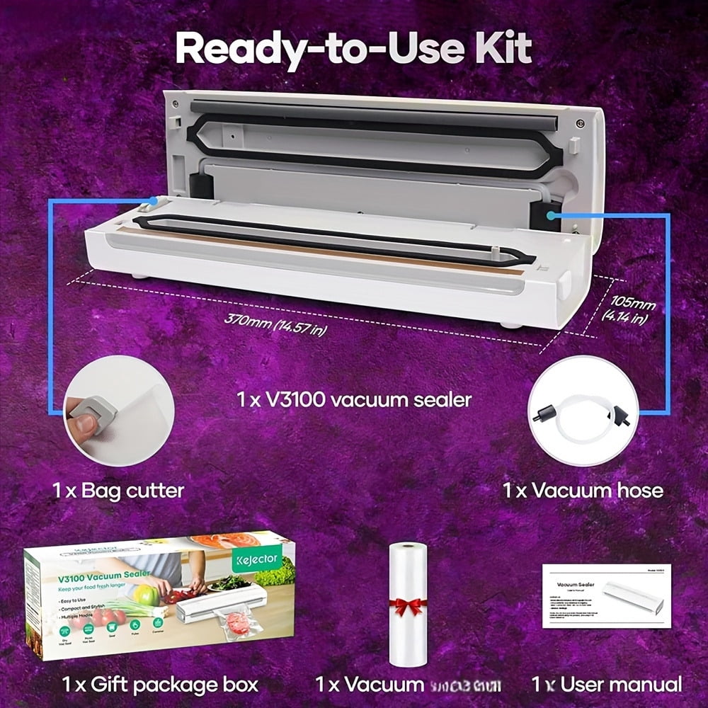 Vacuum Sealing Machine, Automatic Food Sealer with Bag Cutter, Vacuum Seal Roll Included, Dry & Moist Food Modes