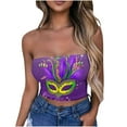 thumbnail image 2 of SOOMLON Mardi Gras Tube Tops for Women Carnival Outfits Tuesday Party Sleeveless Tshirts Fancy Mask Print Tops Sexy Cropped Tops New Orleans Holiday Blouses 2025 Purple XL, 2 of 4