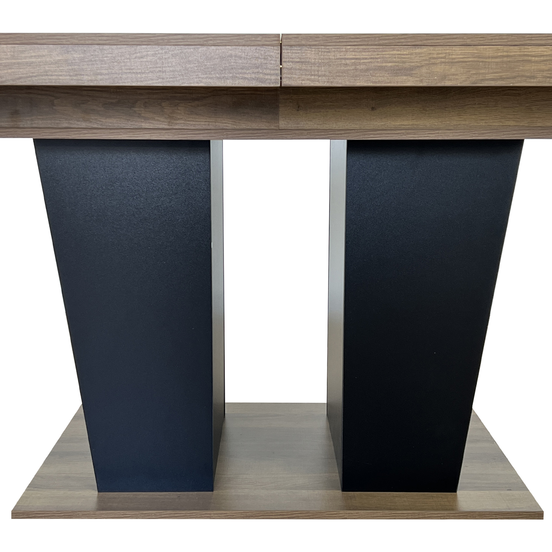 Noble House Brivaro 78.74" Extendable Dining Table, Large Wooden Dual Column Pedestal Table for 6-10, Black & Brown