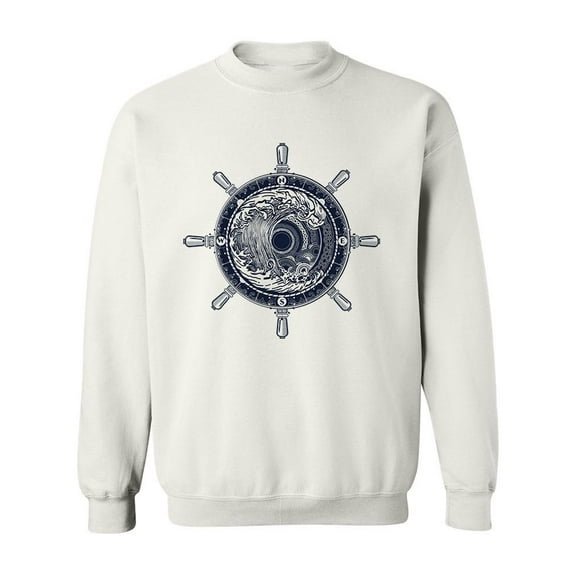 Sea Compass Monochromatic Design Sweatshirt Men -Image by Shutterstock, Male Large