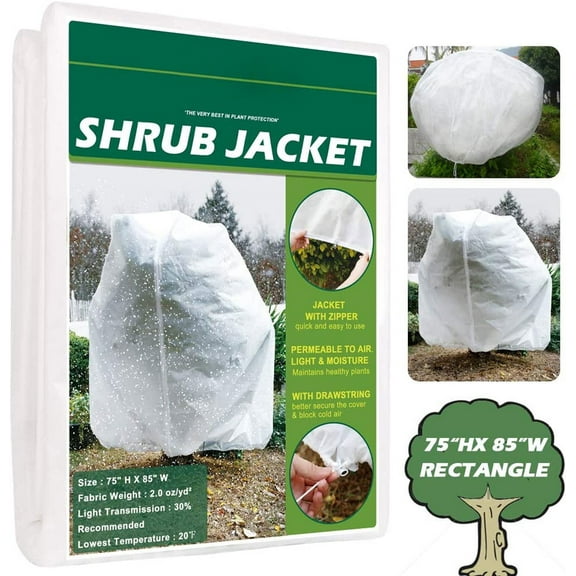 Fabulas Plant Cover Freeze Protection Frost Blanket for Plants Trees Shrubs-Reusable Shrub Covers Jacket with Zipper Drawstring
