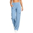 thumbnail image 3 of Zulora Women's Cargo Yoga Pants High Waist Stretchy Waistband Loose Straight Leg Casual Workout Trousers with Side Pockets, 3 of 10