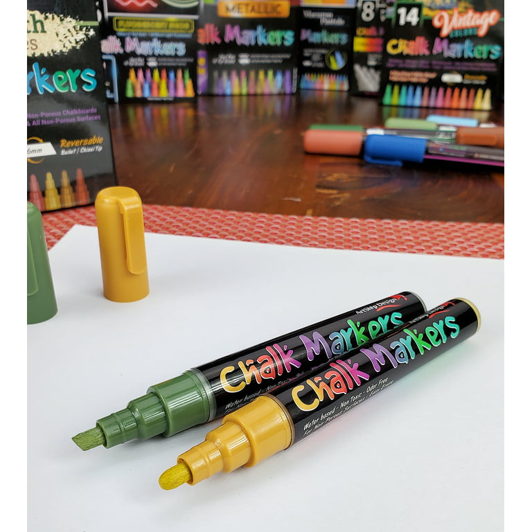 ArtShip Design 26 Macaron Pastel Chalk Markers Double Pack of Both Fine & Reversible Medium Tip Liquid Chalk Pens Wet Erase Menu Boards, Window